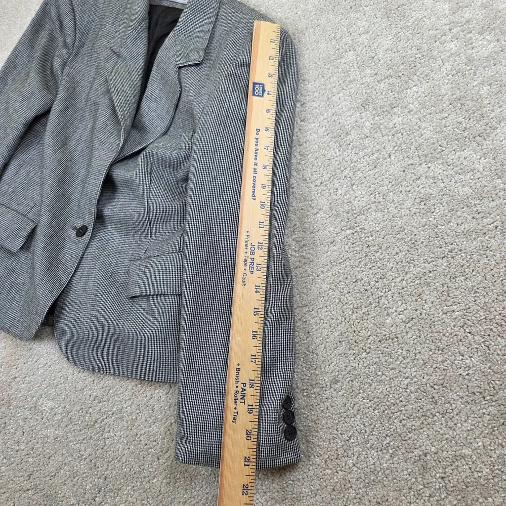 Evan-Picone Blazer Houndstooth Womens 12 Black White Vintage Jacket Made in USA